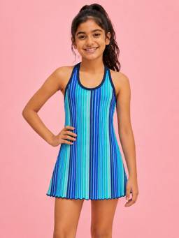 LYCOT - Girls Blue Stripes Swimsuit