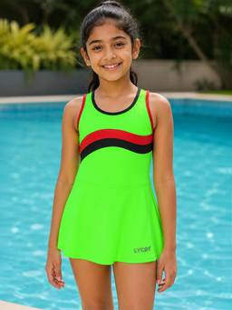 LYCOT - Girls Green Colorblock Swimsuit