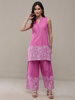 Libas - Pink Floral Printed A-Line Co-Ord Set