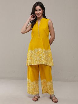 Libas - Mustard Floral Printed A-Line Co-Ord Set