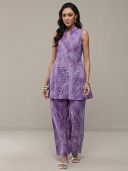 Libas - Purple Floral Printed A-Line Co-Ord Set