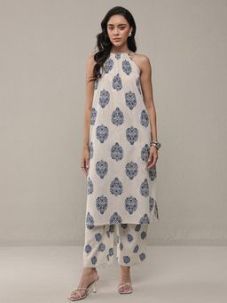 Libas - Off White Floral Motif Printed Straight Co-Ord Set