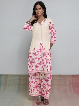 Libas - Off White Floral Printed Co-Ord Set
