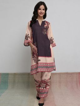 Libas - Beige Floral Printed Co-Ord Set