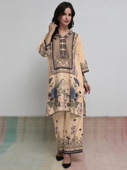 Libas - Beige Floral Printed Co-Ord Set