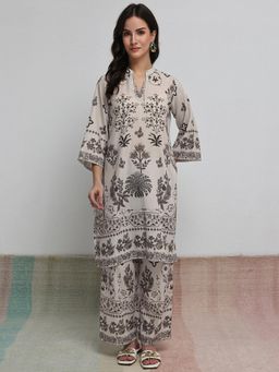Libas - Off White Floral Printed Co-Ord Set