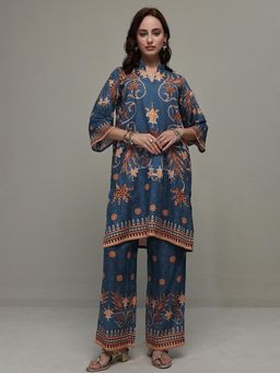 Libas - Blue Floral Printed Short Co-Ord Set