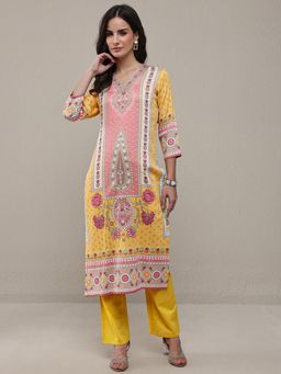 Libas - Multi Floral Printed Straight Kurta With Pant