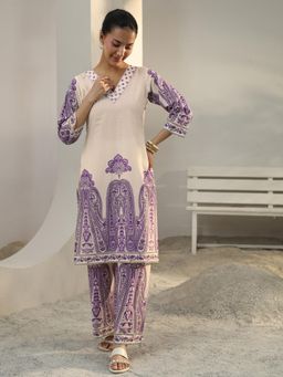 Libas - Off White Paisley Printed Straight Co-Ord Set