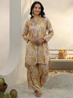 Libas - Mustard Floral Printed Co-Ord Set
