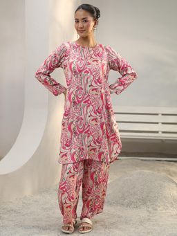 Libas - Pink Floral Printed Straight Co-Ord Set