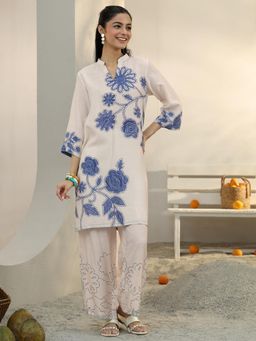 Libas - Off White Floral Printed Straight Co-Ord Set