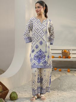 Libas - Off White Ethnic Motif Printed Straight Co-Ord Set