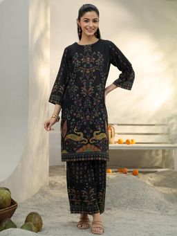 Libas - Black Floral Printed Straight Co-Ord Set