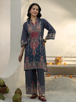 Libas - Blue Ethnic Motif Printed Straight Co-Ord Set