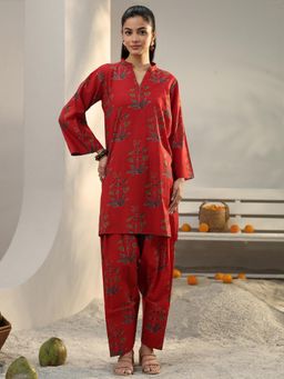 Libas - Red Floral Printed Co-Ord Set