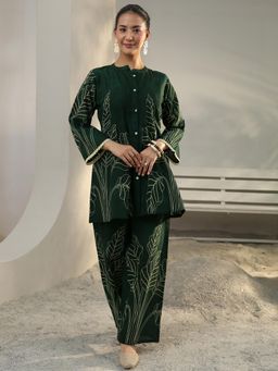 Libas - Green Floral Printed Pintuck Co-Ord Set