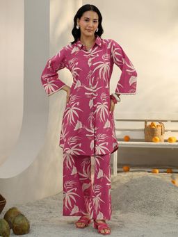 Libas - Pink Floral Printed Panelled Co-Ord Set