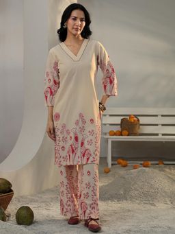 Libas - Off White Floral Bandhani Printed Co-Ord Set