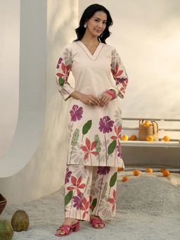 Libas - Off White Floral Printed Co-Ord Set