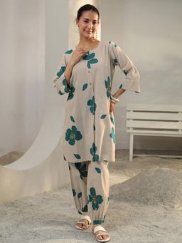 Libas - Off White Floral Printed Co-Ord Set
