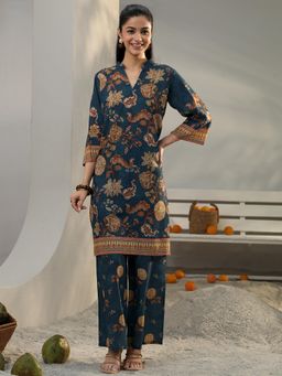 Libas - Blue Floral Printed Co-Ord Set