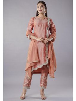 UTSAV FASHION - Embroidered Zari Cotton Silk Straight Kurta With Pant & Dupatta