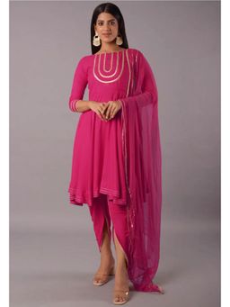 UTSAV FASHION - Embroidered Thread Work Georgette Kurta With Dhoti & Dupatta