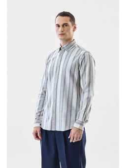 Snitch - Off White Stripes Slim Fit Shirt