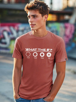 Bewakoof - Men's Brick Red What The Focus Graphic Printed T-shirt