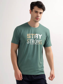Cantabil - Green Printed Regular Fit T-Shirt
