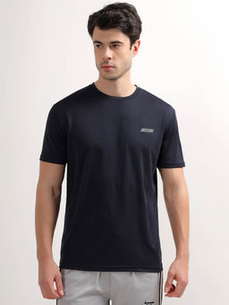 Cantabil - Navy Blue Solid Regular Fit T-Shirt