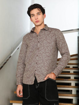 Campus Sutra - Brown Printed Regular Fit Shirt