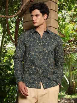 Campus Sutra - Green Printed Regular Fit Shirt