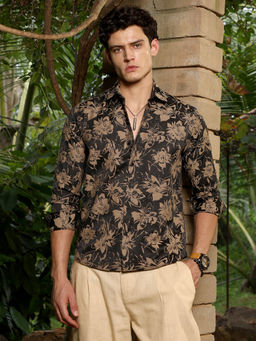 Campus Sutra - Black Printed Regular Fit Shirt