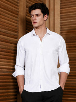 Campus Sutra - White Stripes Regular Fit Shirt