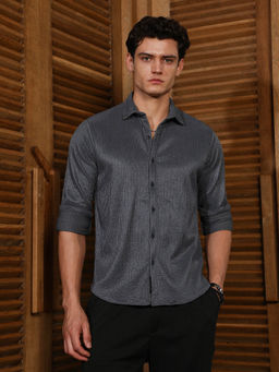 Campus Sutra - Grey Stripes Regular Fit Shirt