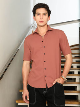 Campus Sutra - Brown Solid Regular Fit Shirt