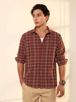 Campus Sutra - Brown Checks Regular Fit Shirt