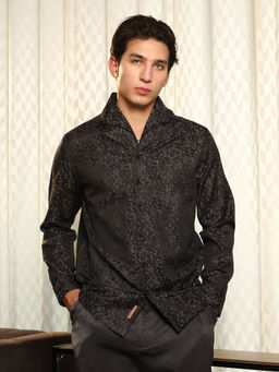 Campus Sutra - Black Abstract Regular Fit Shirt