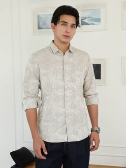 Campus Sutra - Beige Printed Regular Fit Shirt