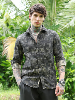 Campus Sutra - Green Printed Regular Fit Shirt