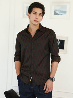 Campus Sutra - Brown Printed Regular Fit Shirt