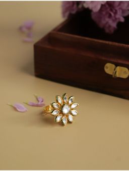 Curio Cottage - Bridal Kundan and Gold Daffodil Ring