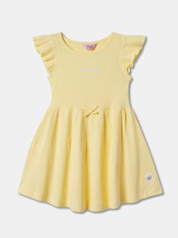 R&B - Yellow Ribbed Knee Length Dress
