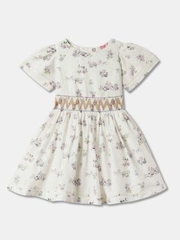 R&B - Ivory Half Sleeves Floral Printed Dress