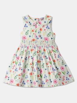R&B - Ivory Sleeveless Floral Printed Dress