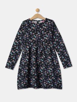R&B - Black Floral Printed Full Sleeves Dress