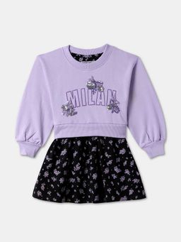 R&B - Purple Three Fourth Sleeves Printed Dress