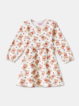 R&B - White Full Sleeves Printed Dress